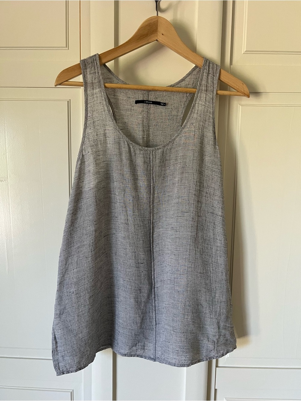 J Brand Linen-Blend Scoop Neck Racerback Tank